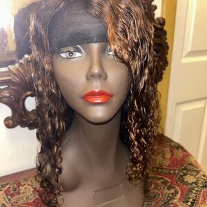 Human Hair Curly Brown Wig